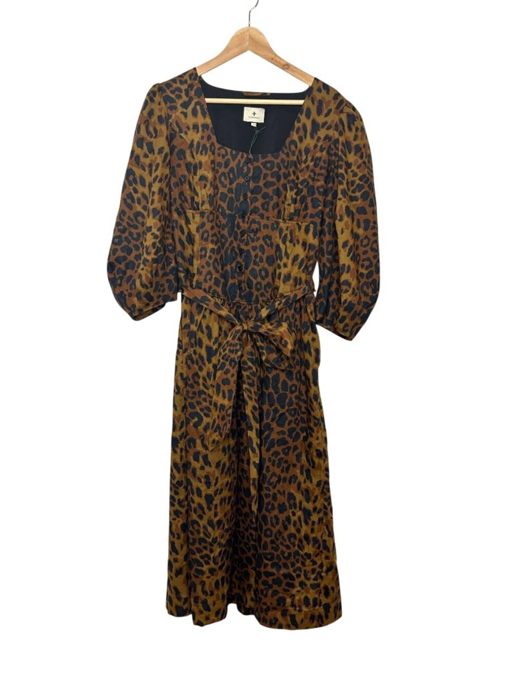 NWT Tuckernuck Women's 12 Leopard Graciela Dress Puff Sleeves & Button Front
